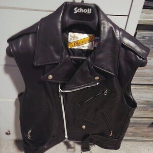 Schott motorcycle leather vest sleeveless jacket